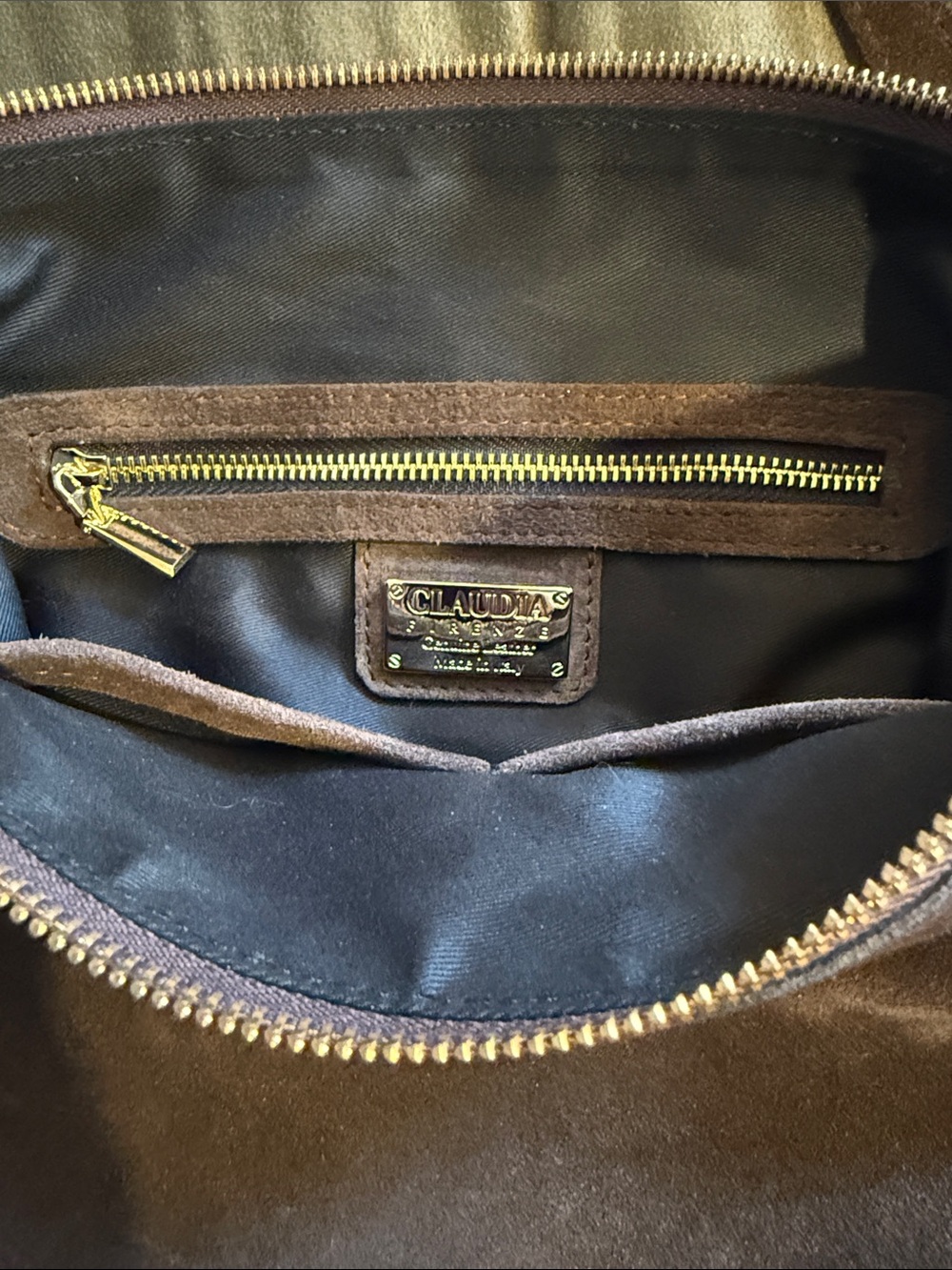 Dark Brown Suede Adjustable Shoulder Bag-Claudia Firenze - Picture 7 of 10